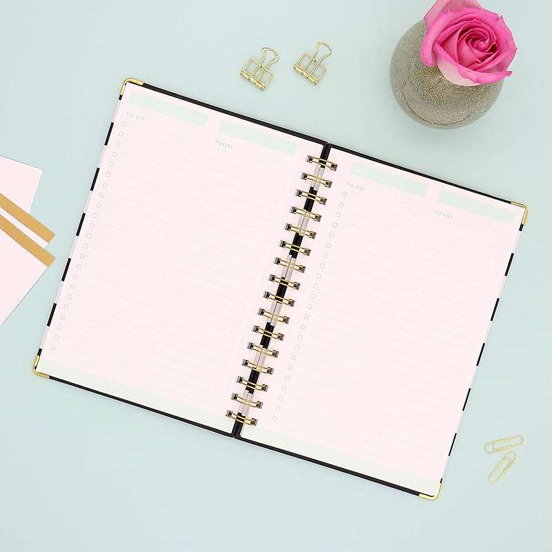 Blue Sky Day Designer for Today To-Do Notebook, 160 Ruled Pages, Twin-Wire Binding, Hardcover, 5.75'' x 8.5'', Black Stripe - Image 2