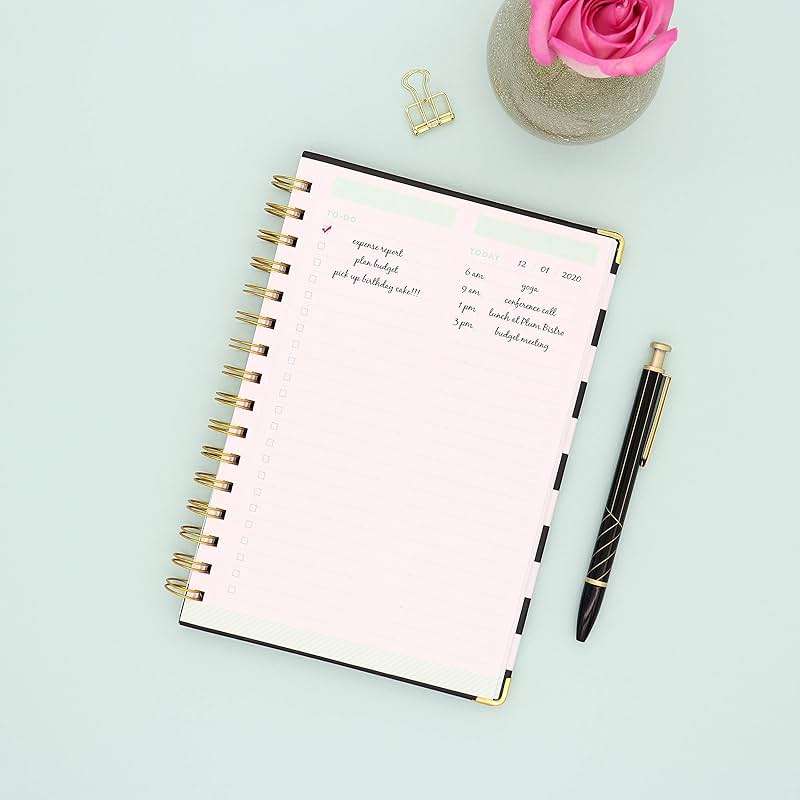Blue Sky Day Designer for Today To-Do Notebook, 160 Ruled Pages, Twin-Wire Binding, Hardcover, 5.75'' x 8.5'', Black Stripe - Image 4