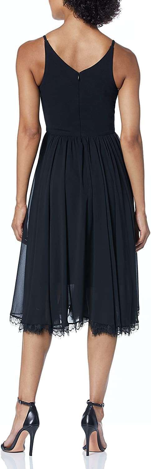 Dress the Population Women's Alicia Plunging Mix Media Sleeveless Fit and Flare Midi Dress - Image 2