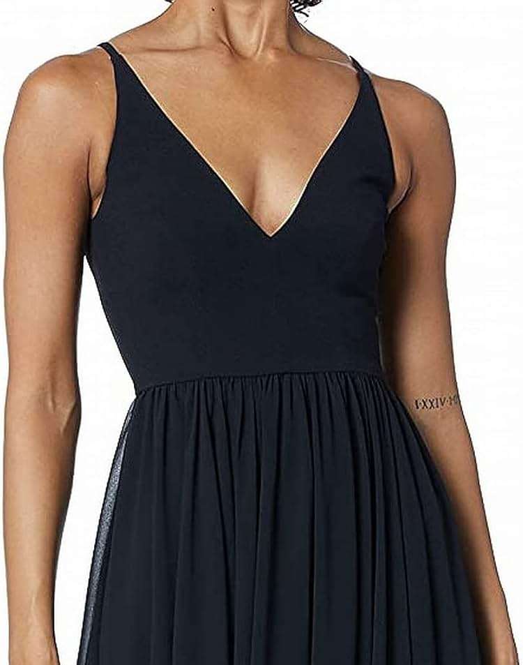 Dress the Population Women's Alicia Plunging Mix Media Sleeveless Fit and Flare Midi Dress - Image 3