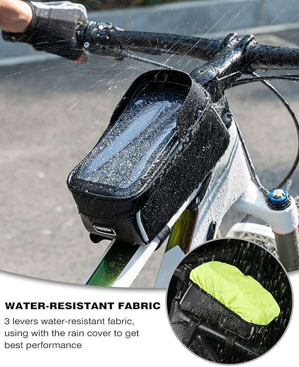 ROCKBROS Bike/Bicycle Phone Front Frame Bag, Waterproof, Tube Bag,Cycling Pouch, Bike Accessories for Men Compatible Phone Under 7” - Image 4