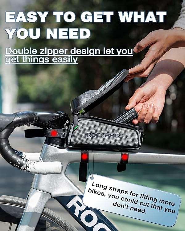 ROCKBROS Bike/Bicycle Phone Front Frame Bag, Waterproof, Tube Bag,Cycling Pouch, Bike Accessories for Men Compatible Phone Under 7” - Image 6