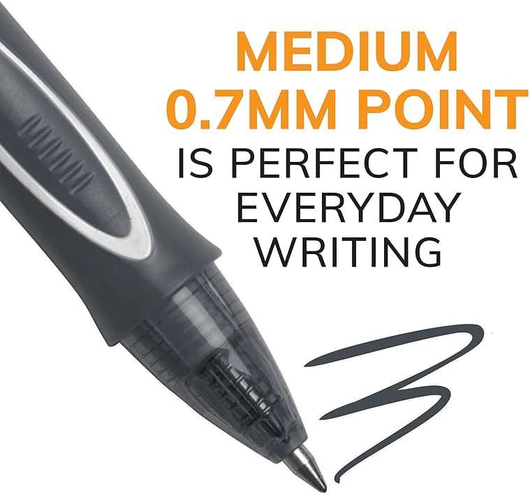 BIC Gelocity Quick Dry Black Gel Pens, Medium Point (0.7mm), 8-Count Pack, Retractable Gel Pens With Comfortable Full Grip - Image 2