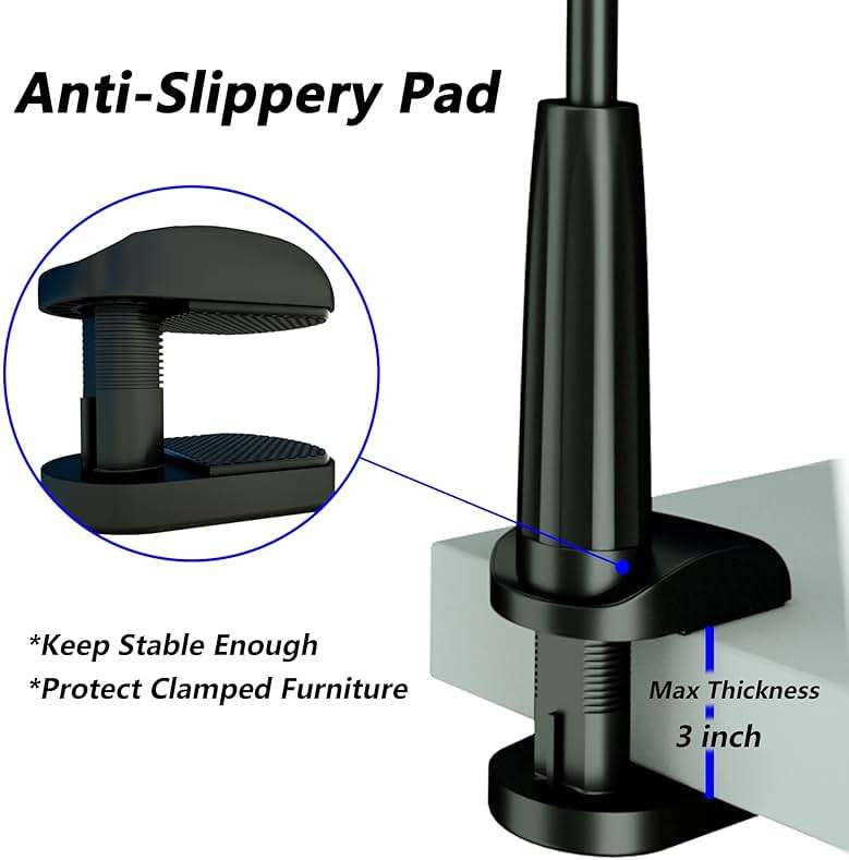 MAGIPEA Gooseneck Phone Holder for Bed, Flexible Overhead Cell Phone Mount for Desk Headboard Table, Hands-Free Viewing Clamp Stand, Gift for iPhone 17 16 15 Pro Max and 3.5-7" Devices - Image 5