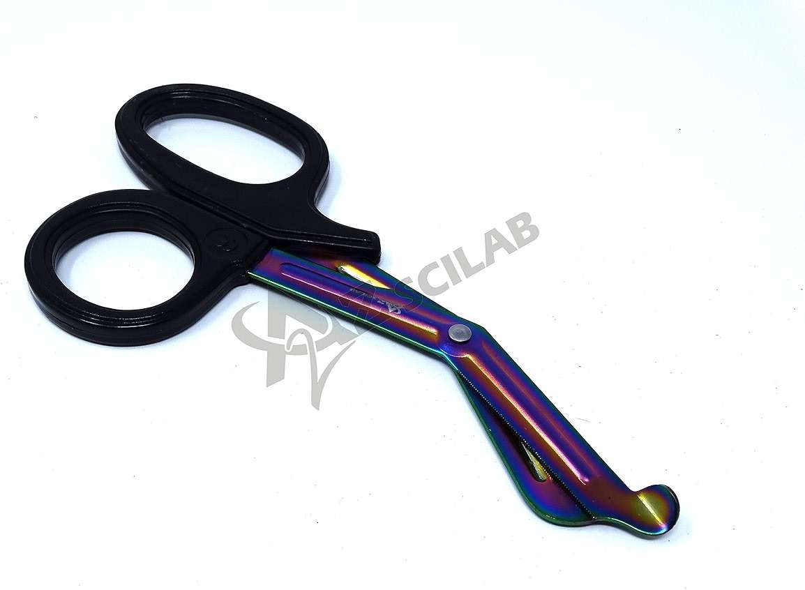 Heavy Duty Fluoride Coated Nurse Doctor Medical Paramedic Trauma Shears Scissors 7.25" (A2ZSCILAB) (BLACK MULTI COLOR BLADE) - Image 3