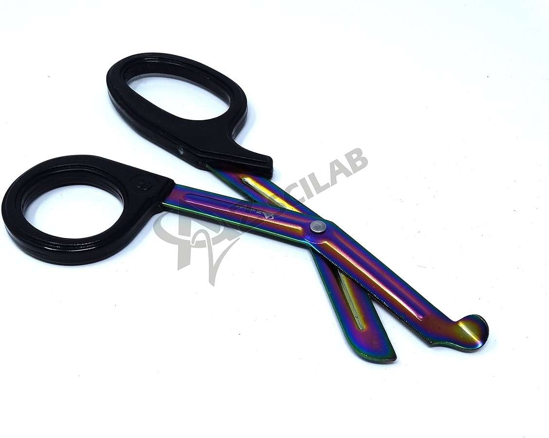 Heavy Duty Fluoride Coated Nurse Doctor Medical Paramedic Trauma Shears Scissors 7.25" (A2ZSCILAB) (BLACK MULTI COLOR BLADE) - Image 4