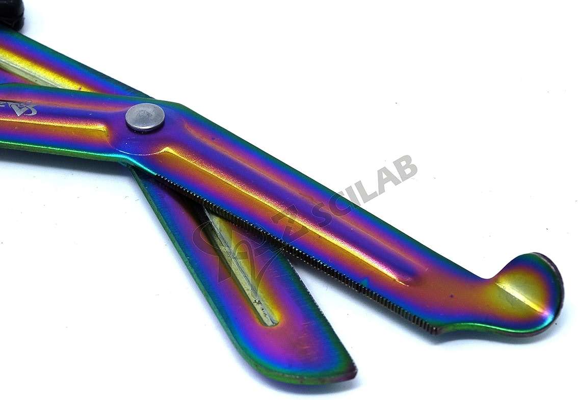 Heavy Duty Fluoride Coated Nurse Doctor Medical Paramedic Trauma Shears Scissors 7.25" (A2ZSCILAB) (BLACK MULTI COLOR BLADE) - Image 5