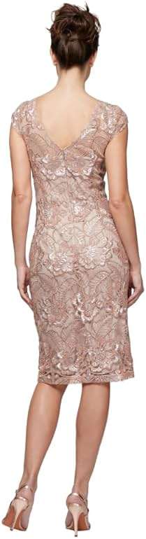 Alex Evenings Womens Short Knee Length Floral Embroidered Cocktail Sheath, Wedding Guest Dress, (Petite and Regular Sizes) - Image 2