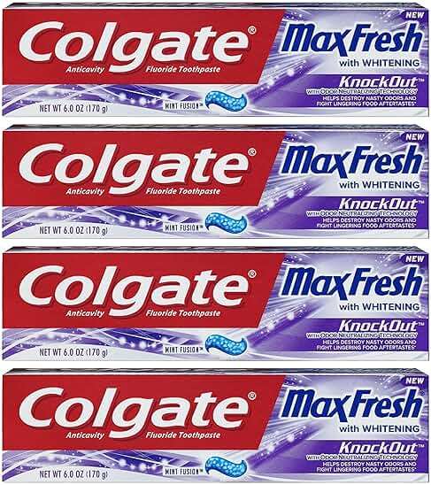 Colgate Max Fresh Toothpaste - KnockOut - With Odor Neutralizing Technology - Net Wt. 6 OZ (170 g) Per Tube - Pack of 4 Tubes | Odor Neutralizing Technology - Image 1