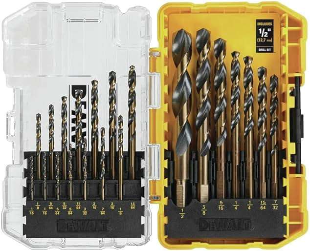 DEWALT Drill Bit Set, 21 Pc High Speed Steel DEWALT Bits, Black and Gold Oxide Coated, 135 Degree Split Point, 31 Degree Helix (DWA1181) - Image 1