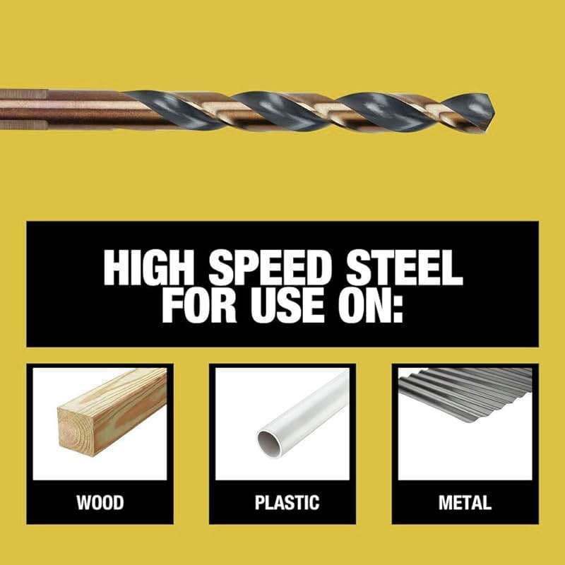 DEWALT Drill Bit Set, 21 Pc High Speed Steel DEWALT Bits, Black and Gold Oxide Coated, 135 Degree Split Point, 31 Degree Helix (DWA1181) - Image 6