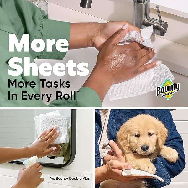 Bounty Paper Towels Quick Size, White, 16 Family Rolls = 40 Regular Rolls - Image 3