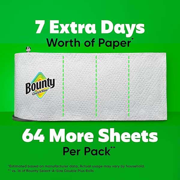 Bounty Paper Towels Quick Size, White, 16 Family Rolls = 40 Regular Rolls - Image 5