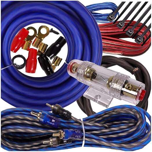 Gravity Complete 2600W 4 Gauge Amp Kit Amplifier Install Flexible Wiring Complete 4 Ga Installation Cables for Installer and DIY Hobbyist - Blue - Image 1