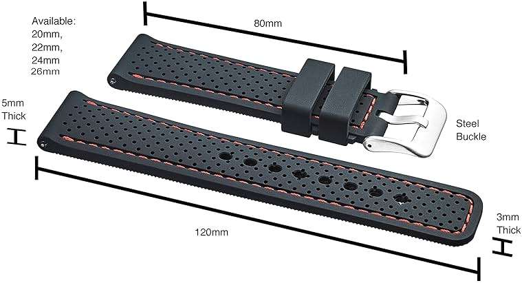 ALPINE Sporty Premium Soft Silicone Adjustable Watch Band - Replacement Rubber Watch Bands for Women & Men - Waterproof Quick Release Watch Straps - Compatible with Regular & Smart Watch Bands - Image 2