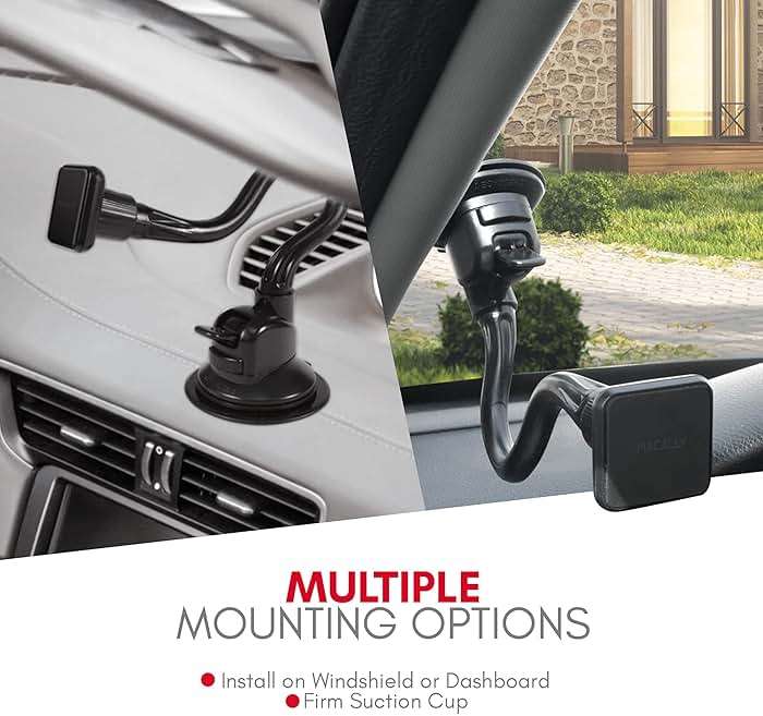 Macally Windshield Phone Mount for Car Magnetic - Suction Cup Window Mount Phone Holder with 8" Long Gooseneck Arm & Super Strong Magnet Mount for Smartphone and iPhone - Image 5