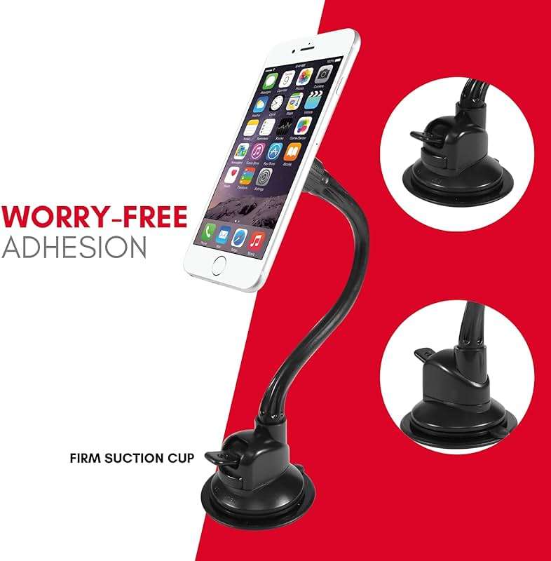 Macally Windshield Phone Mount for Car Magnetic - Suction Cup Window Mount Phone Holder with 8" Long Gooseneck Arm & Super Strong Magnet Mount for Smartphone and iPhone - Image 8