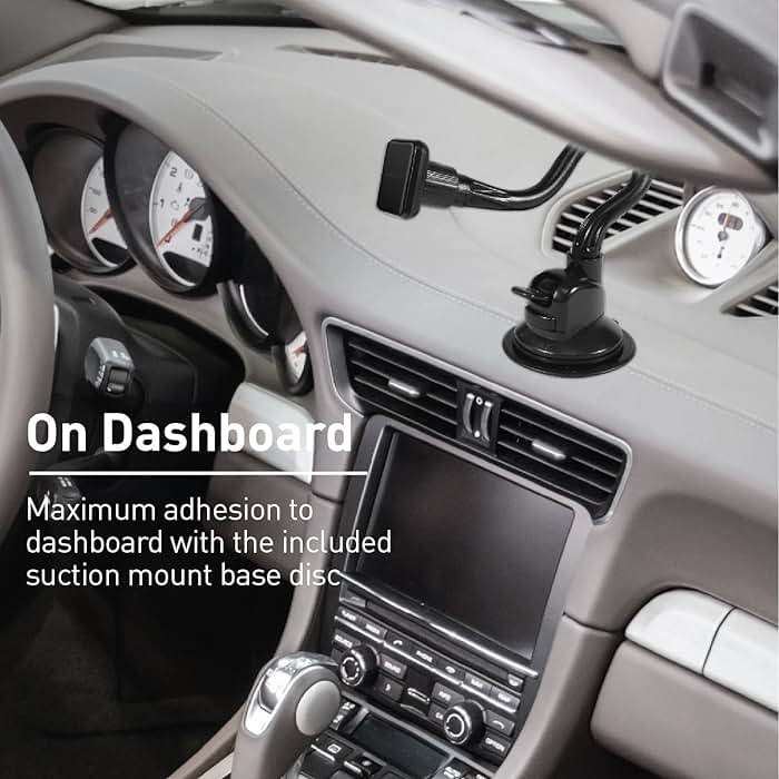 Macally Windshield Phone Mount for Car Magnetic - Suction Cup Window Mount Phone Holder with 8" Long Gooseneck Arm & Super Strong Magnet Mount for Smartphone and iPhone - Image 9