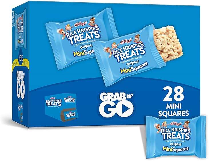 Rice Krispies Treats Mini Marshmallow Snack Bars, Kids Snacks, School Lunch, Grab N' Go, Original, 10.9oz Box (28 Bars) - Image 1