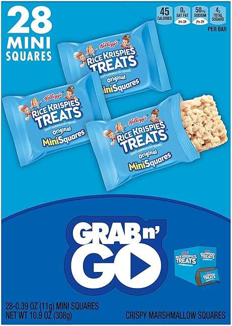 Rice Krispies Treats Mini Marshmallow Snack Bars, Kids Snacks, School Lunch, Grab N' Go, Original, 10.9oz Box (28 Bars) - Image 7
