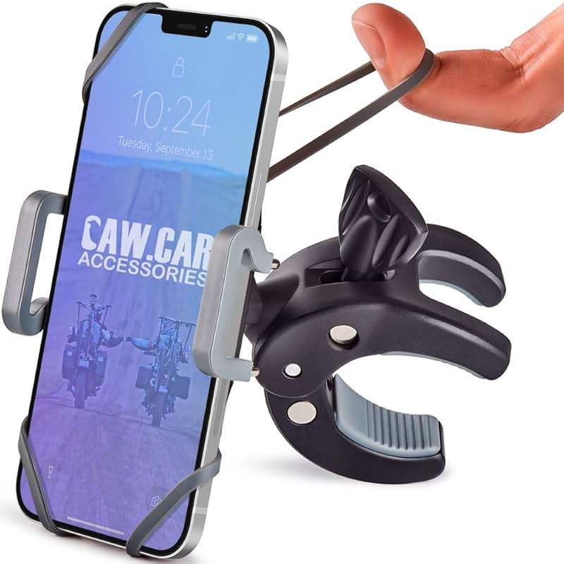 CAW.CAR Accessories Metal Bike & Motorcycle Phone Mount - The Only Unbreakable Handlebar Holder for iPhone, Samsung or Any Other Smartphone. +100 to Safeness & Comfort - Image 1