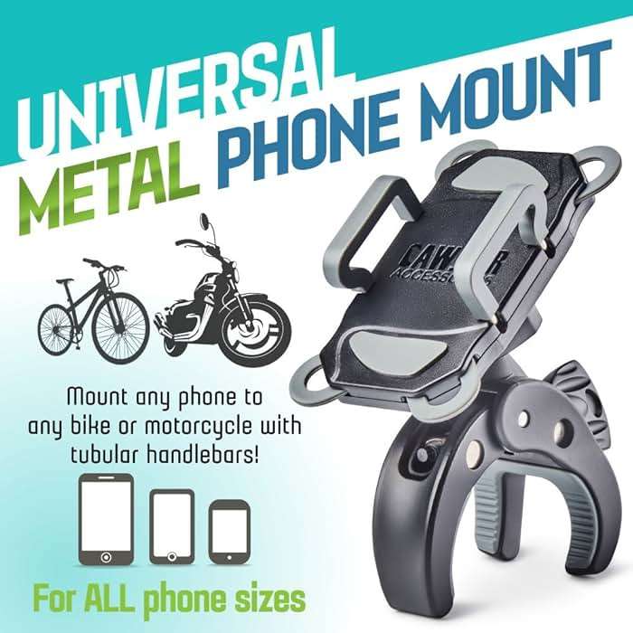 CAW.CAR Accessories Metal Bike & Motorcycle Phone Mount - The Only Unbreakable Handlebar Holder for iPhone, Samsung or Any Other Smartphone. +100 to Safeness & Comfort - Image 2