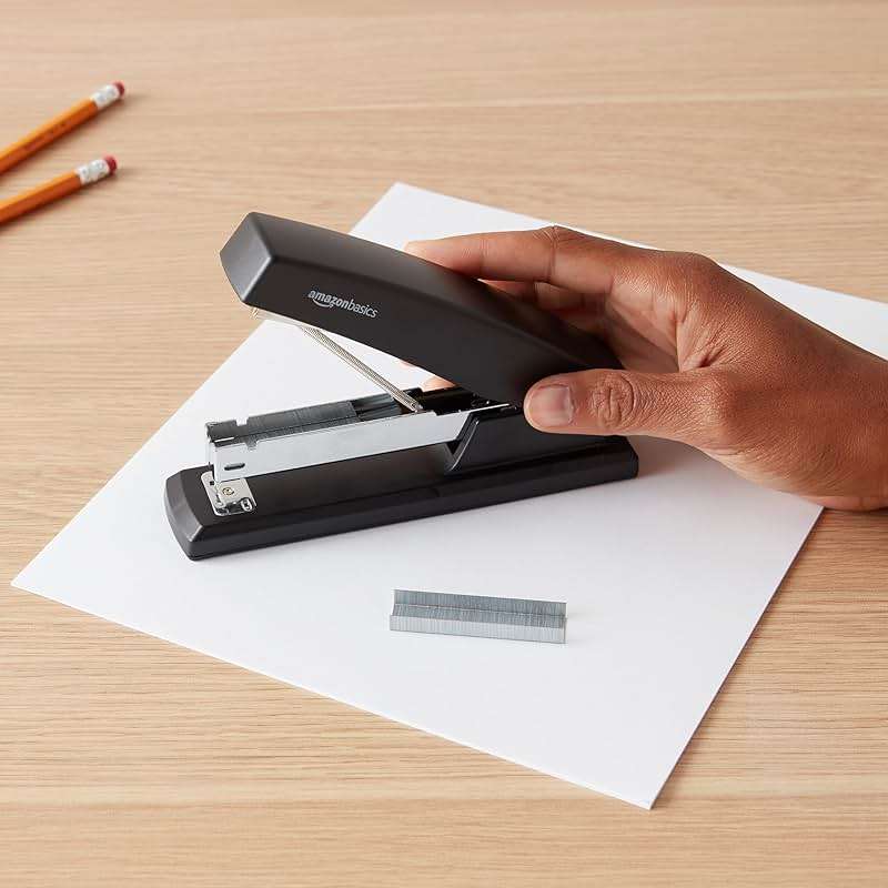 Amazon Basics Office Stapler with 1000 Staples, 25 Sheet Capacity, Non-Slip, Black, Home Office - Image 7