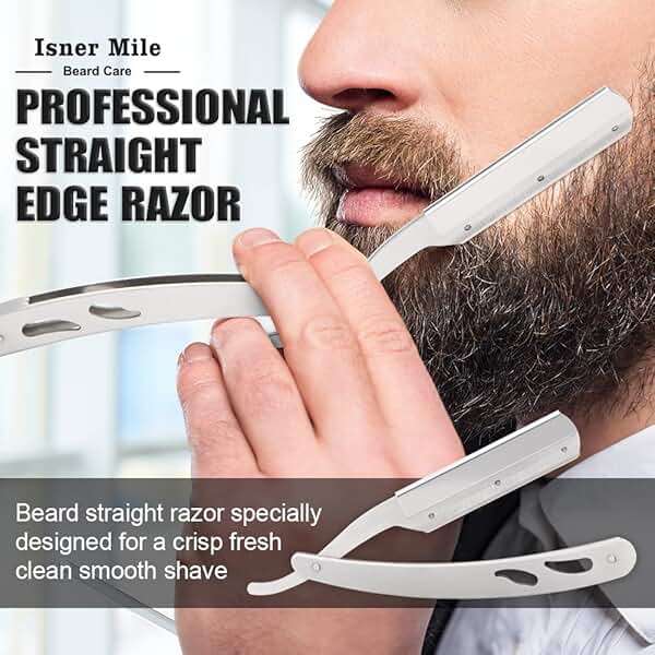 Isner Mile Dad Gifts Fathers Day Husband: from Wife Daughter, Beard Grooming Kit for Men with Beard Oil Balm Wash Brush Comb & Straight Razor, Stocking Stuffers Birthday Gifts for Men Him Boyfriend - Image 3