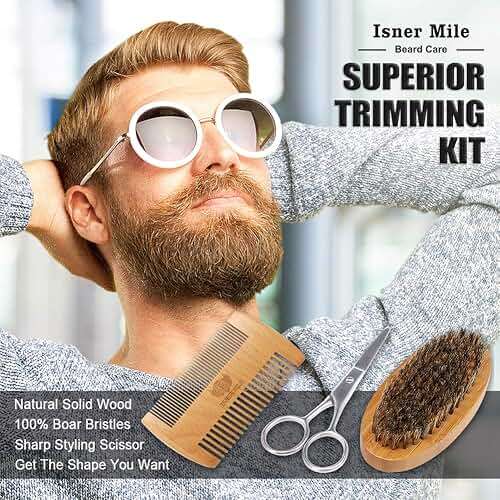 Isner Mile Dad Gifts Fathers Day Husband: from Wife Daughter, Beard Grooming Kit for Men with Beard Oil Balm Wash Brush Comb & Straight Razor, Stocking Stuffers Birthday Gifts for Men Him Boyfriend - Image 7