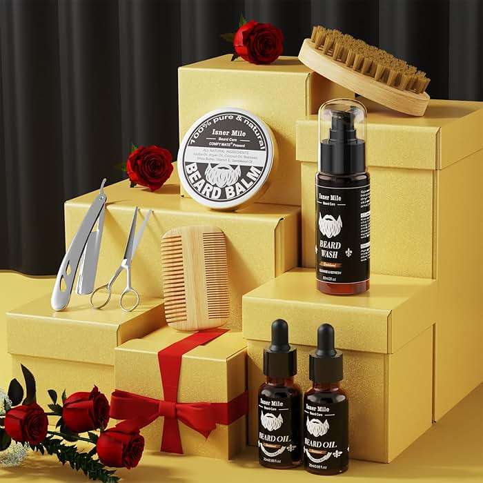 Isner Mile Dad Gifts Fathers Day Husband: from Wife Daughter, Beard Grooming Kit for Men with Beard Oil Balm Wash Brush Comb & Straight Razor, Stocking Stuffers Birthday Gifts for Men Him Boyfriend - Image 8
