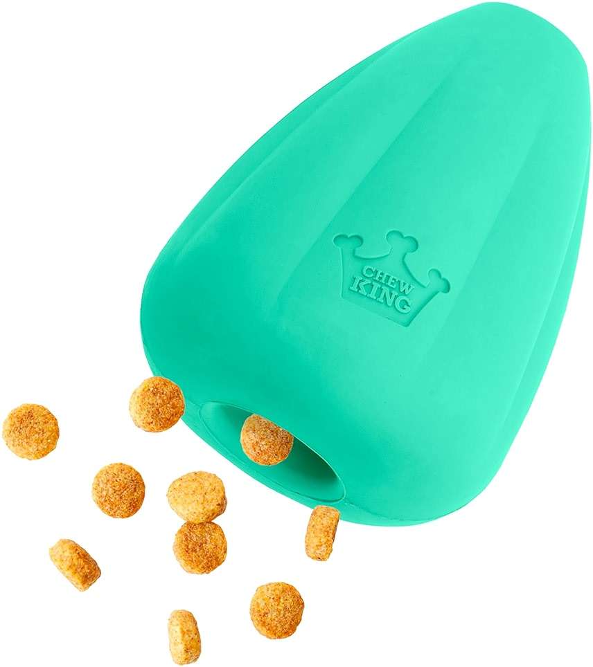 Chew King by Mammoth Premium Treat Dispensing Dog Toy, Durable Natural Rubber Chew Toy, Safety Air Vent, Interactive Enrichment Toy for Aggressive Chewers, Large Pack of 2- Teal - Image 3