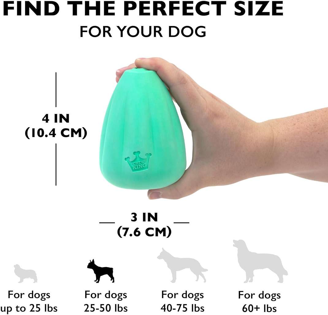 Chew King by Mammoth Premium Treat Dispensing Dog Toy, Durable Natural Rubber Chew Toy, Safety Air Vent, Interactive Enrichment Toy for Aggressive Chewers, Large Pack of 2- Teal - Image 4