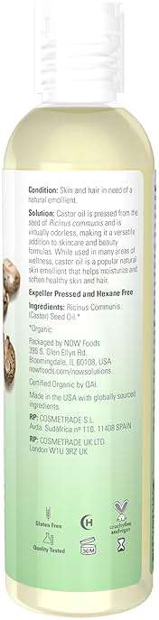 NOW Foods Solutions, Organic Castor Oil, 100% Pure Versatile Skin Care, Multi-Purpose Skin Softener, 8-Ounce - Image 2