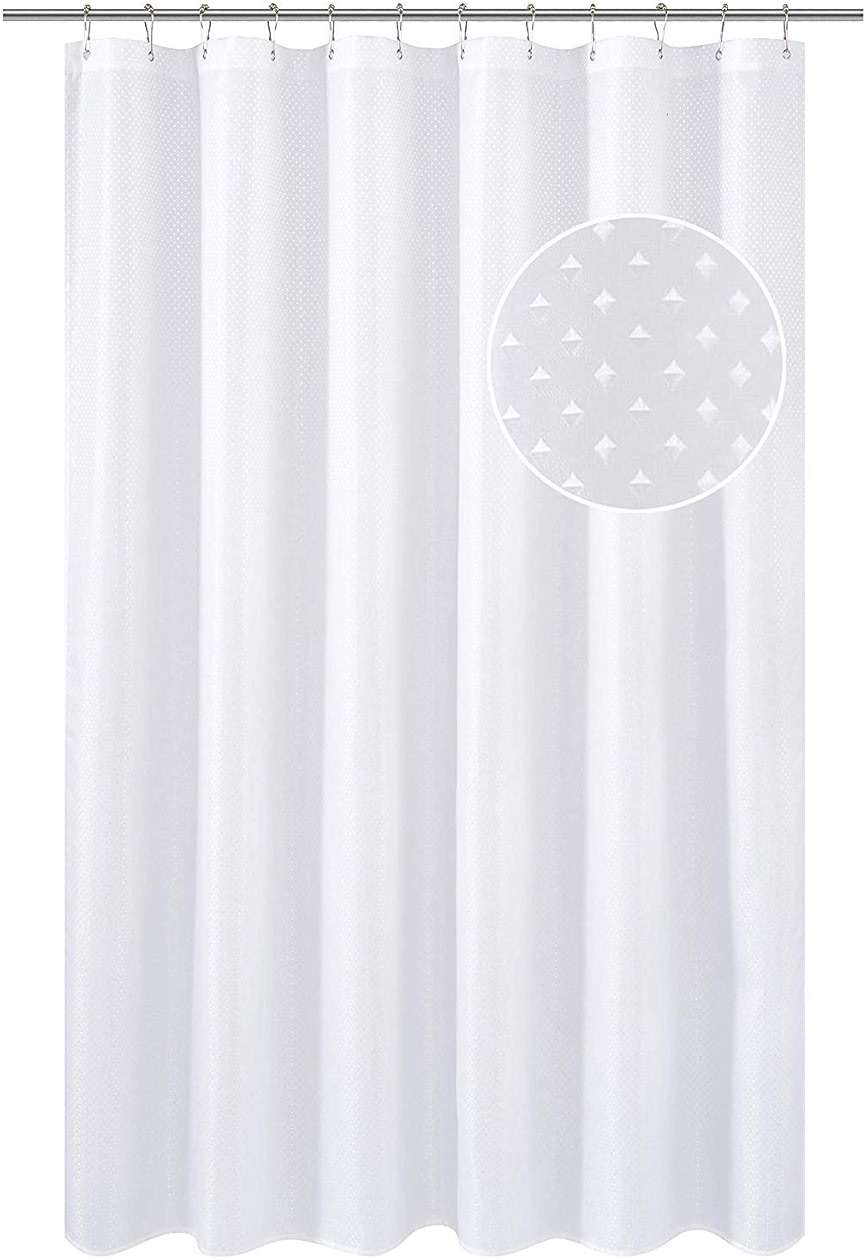 N&Y HOME Hotel Fabric Shower Curtain or Liner, Cloth Textured White Shower Curtain with Bottom Magnets, Machine Washable, 72 x 72 inches for Bathroom - Image 1
