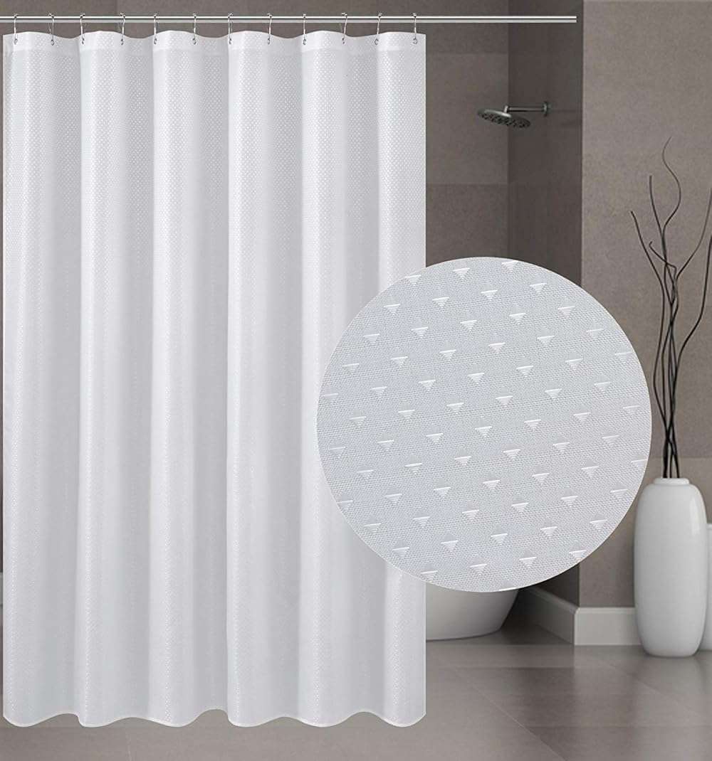 N&Y HOME Hotel Fabric Shower Curtain or Liner, Cloth Textured White Shower Curtain with Bottom Magnets, Machine Washable, 72 x 72 inches for Bathroom - Image 3