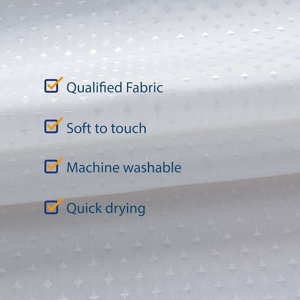 N&Y HOME Hotel Fabric Shower Curtain or Liner, Cloth Textured White Shower Curtain with Bottom Magnets, Machine Washable, 72 x 72 inches for Bathroom - Image 4