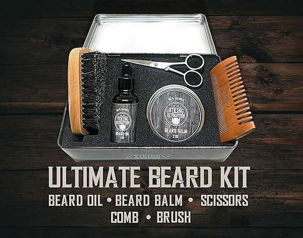 Viking Revolution - Ultimate Beard Kit - Beard Grooming Kit with Beard Brush, Beard Comb, Beard Balm, Beard Oil, Beard & Moustache Scissors - Gifts for Men - Image 3