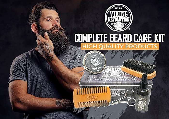 Viking Revolution - Ultimate Beard Kit - Beard Grooming Kit with Beard Brush, Beard Comb, Beard Balm, Beard Oil, Beard & Moustache Scissors - Gifts for Men - Image 4