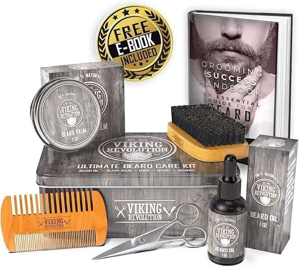 Viking Revolution - Ultimate Beard Kit - Beard Grooming Kit with Beard Brush, Beard Comb, Beard Balm, Beard Oil, Beard & Moustache Scissors - Gifts for Men - Image 6
