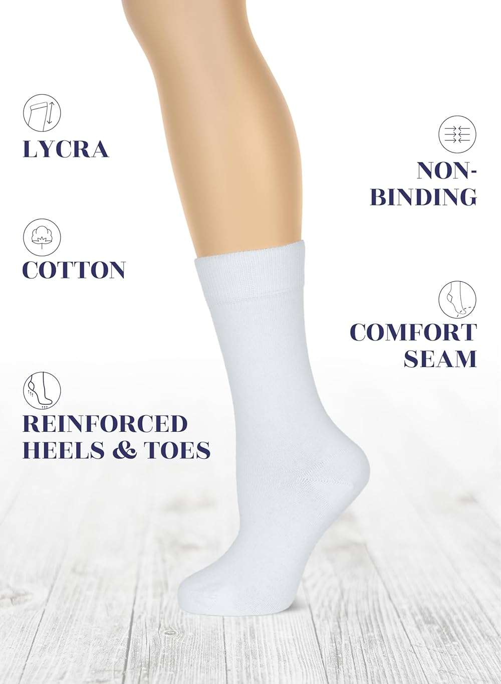 Hugh Ugoli Women's Cotton Crew Socks, Soft, Regular Fit, Plain Color Casual Socks for Trouser, Shoe Size 6 to 12, 4-8 Pairs - Image 2