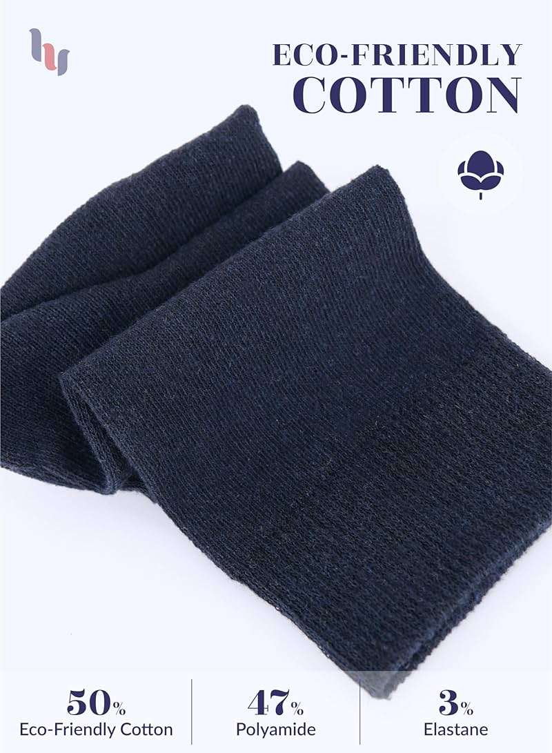 Hugh Ugoli Women's Cotton Crew Socks, Soft, Regular Fit, Plain Color Casual Socks for Trouser, Shoe Size 6 to 12, 4-8 Pairs - Image 4