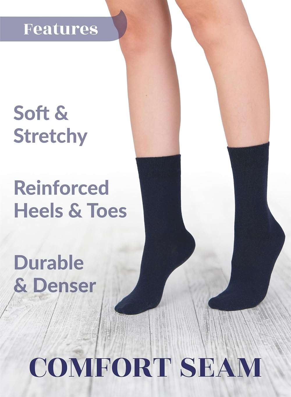 Hugh Ugoli Women's Cotton Crew Socks, Soft, Regular Fit, Plain Color Casual Socks for Trouser, Shoe Size 6 to 12, 4-8 Pairs - Image 5