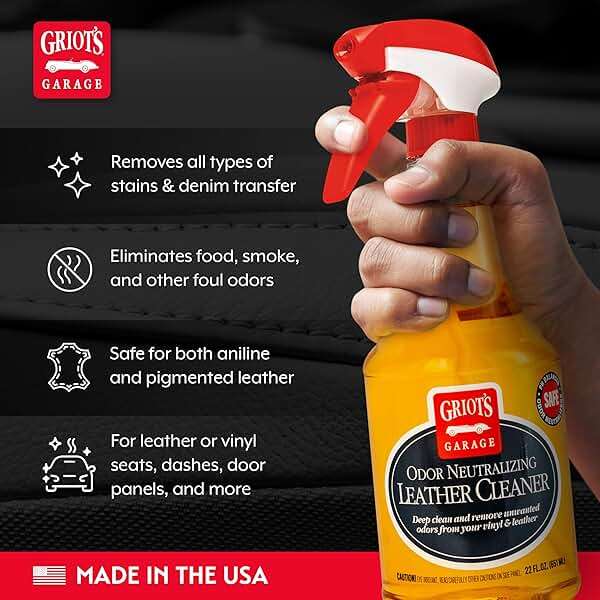 Griot's Garage Odor Neutralizing Leather Cleaner for Car Seats, Dashboard, Door Panels, Eliminates Unwanted Smells, 10971, 22oz - Image 3