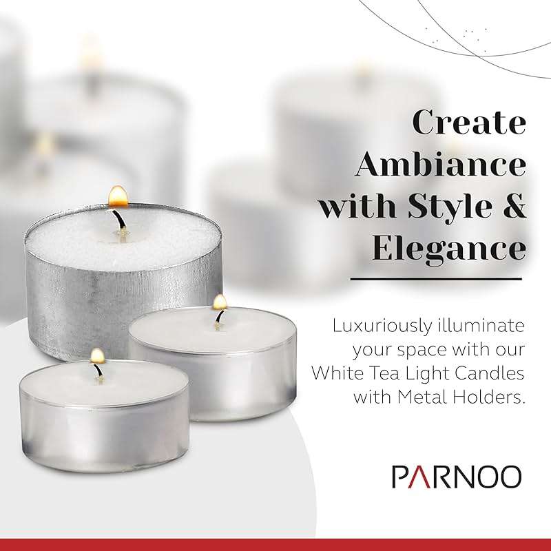 Tea Light Candles in Metal Cups - 4.5 Hours Clean, Long Burning White Unscented - 250 Votive Candles Bulk for Romantic Dinner, Wedding, Spa & Hotels by PARNOO - Image 2