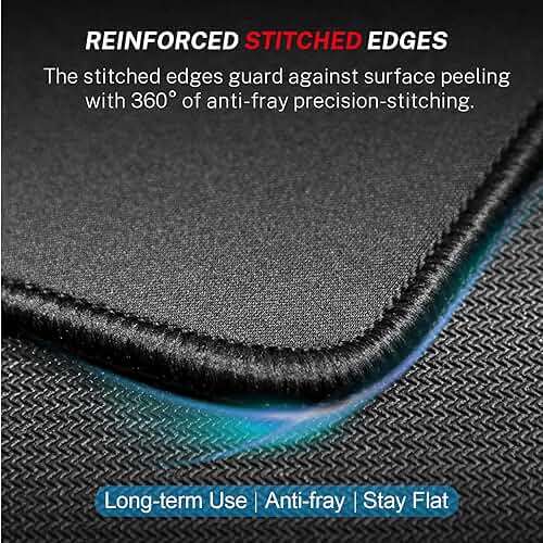 MROCO Essential Office & Gaming Mouse Pad, 30% Larger, 8.5” x 11” in, Black | Anti-Fray Stitched Edges, Premium Textured Surface, Non-Slip Rubber Base, Water and Stain Resistant Protection - Image 3