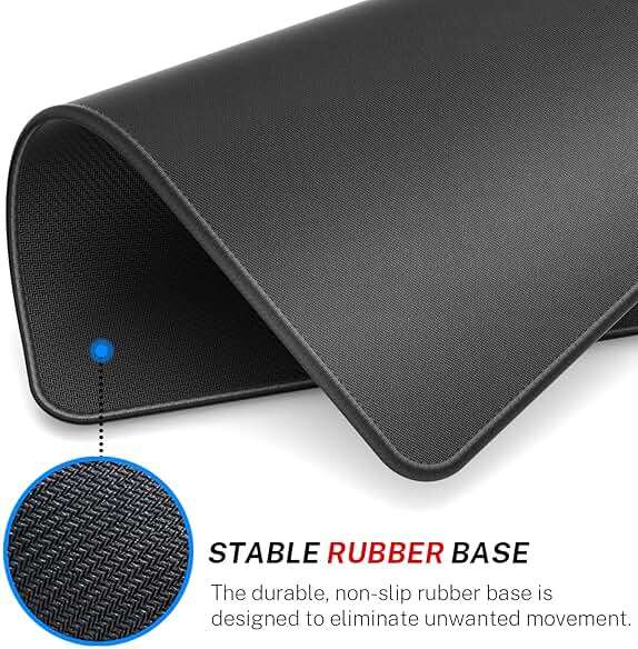 MROCO Essential Office & Gaming Mouse Pad, 30% Larger, 8.5” x 11” in, Black | Anti-Fray Stitched Edges, Premium Textured Surface, Non-Slip Rubber Base, Water and Stain Resistant Protection - Image 4