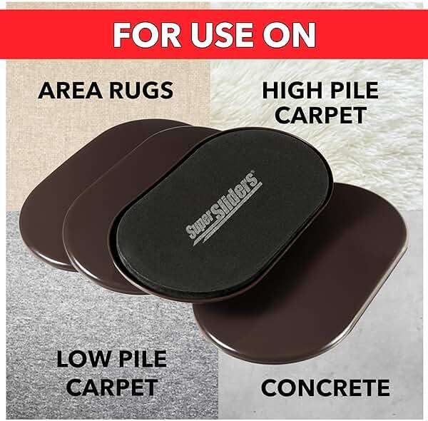 Super Sliders 5-3/4" x 9-1/2" XL Oval Reusable Furniture Sliders for Carpet, Anti-Slip Protective Furniture Moving Pads for Beds, Sofas, Dressers, Set of 8, Brown - Image 5