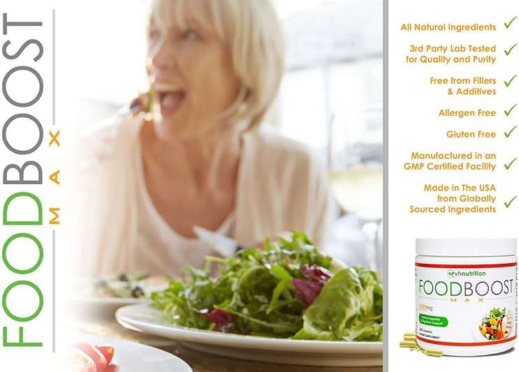 VH Nutrition | FoodBoost MAX | 1300mg Appetite Stimulant* Weight Gain Pills* for Men and Women | Formulated with Gentian, Turmuric, Fennel | 120 Capsules - Image 2