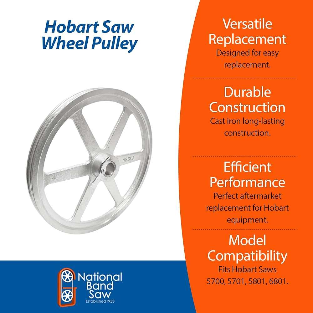 National Band Saw Meat Saw Wheel Pulley - Compatible with Hobart Parts 5700, 5701, 5801, 6801, ML-109653-0000Z - Image 2