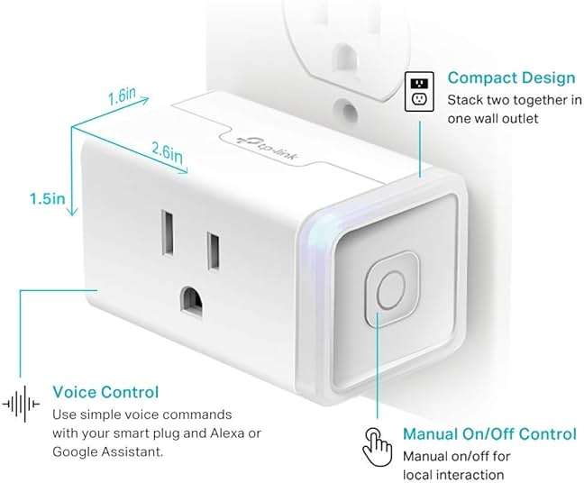 Kasa Smart Plug HS103P2, Smart Home Wi-Fi Outlet Works with Alexa, Echo, Google Home & IFTTT, No Hub Required, Remote Control,15 Amp,UL Certified, (Pack of 2) White - Image 5